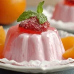 jello yogurt dessert with strawberry and mint