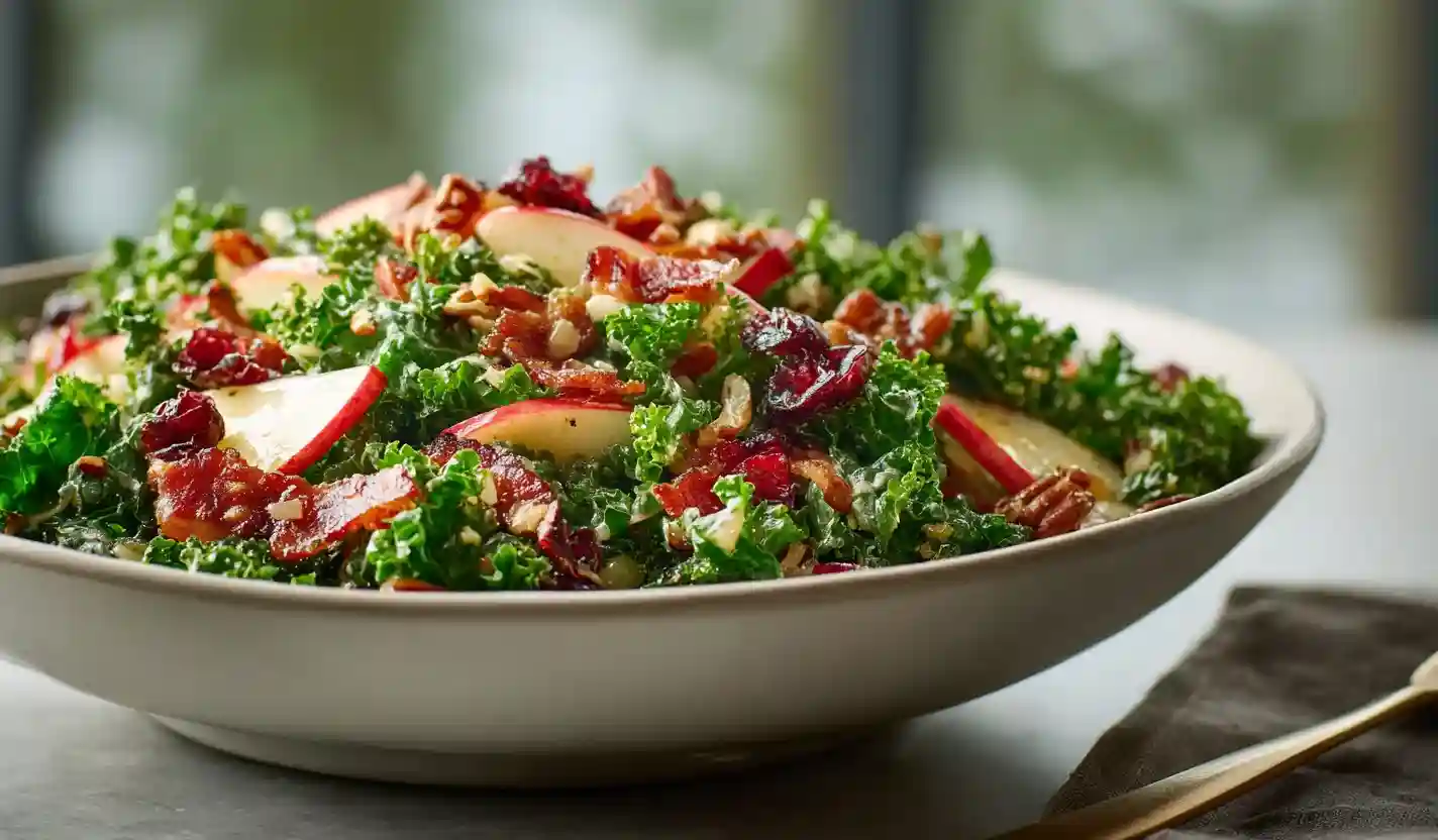 Apple Cranberry Bacon Kale Salad