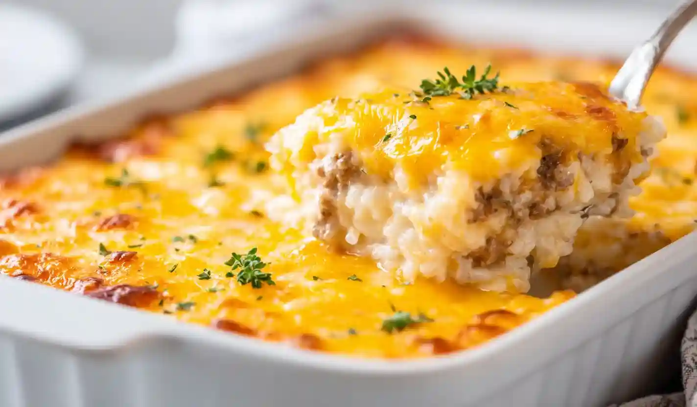 Cheesy Ranch Hamburger Rice Bake – Easy Ground Beef Casserole